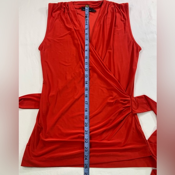 The Limited Wrap Shirt Orange Red Dressy Sleeveless Belted Shirt ~ Size S - Picture 4 of 10